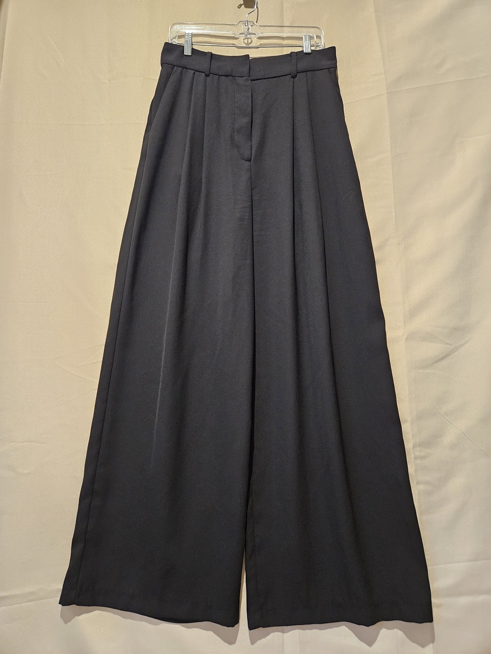 Mango Black Wide-Leg High-Waist Trousers Size L